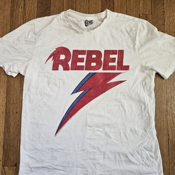 David Bowie Women's Distressed Rebel Boyfriend Fit T-Shirt Size L - Picture 2 of 6